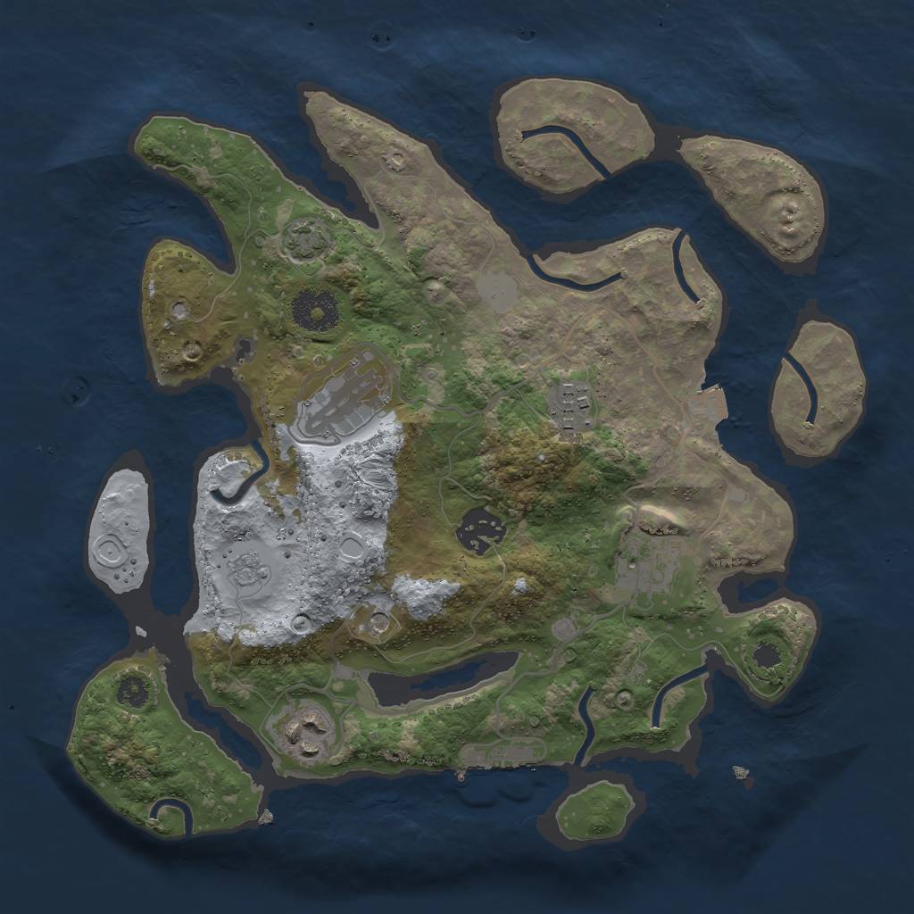 Rust Map: Procedural Map, Size: 3000, Seed: 25224, 12 Monuments