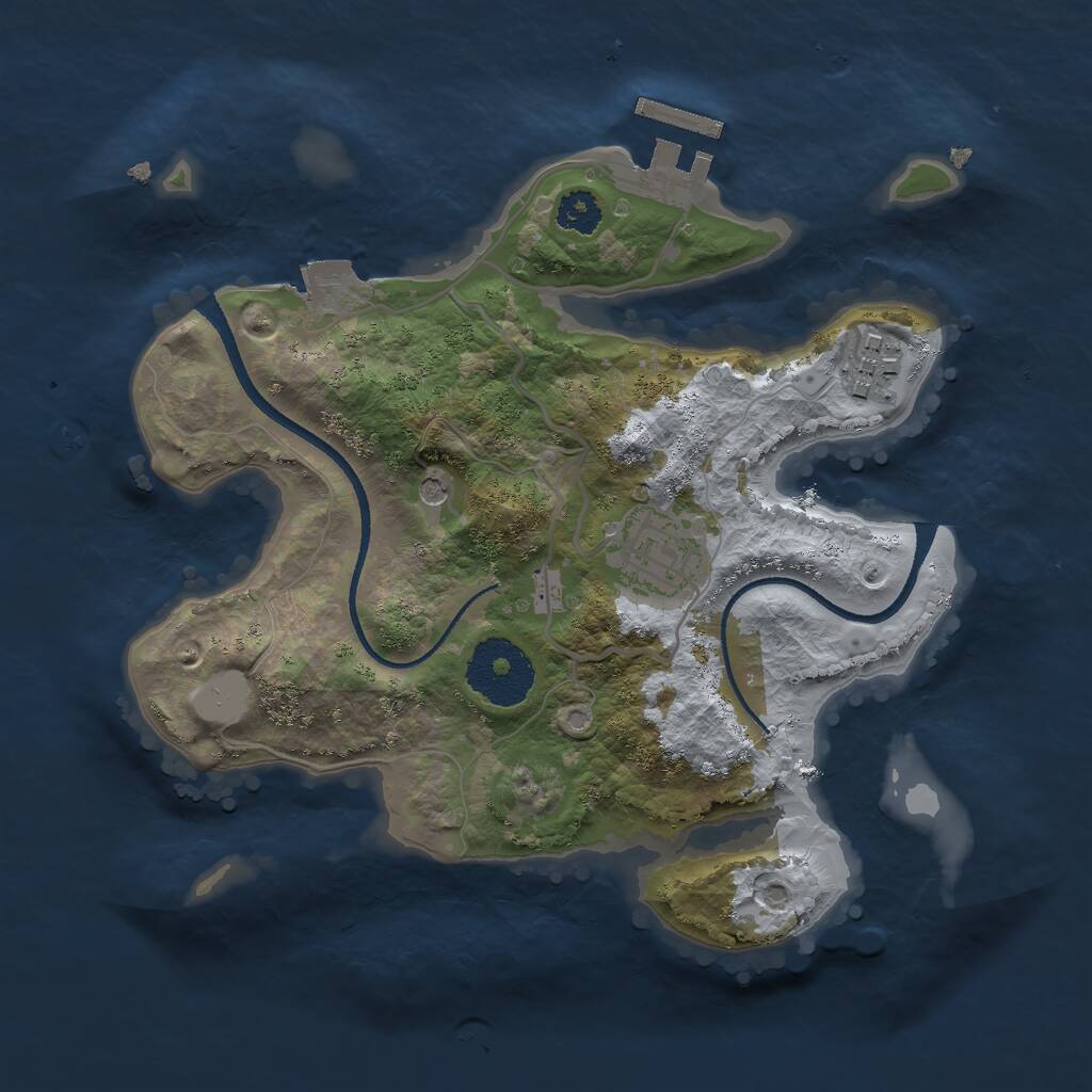 Rust Map: Procedural Map, Size: 2500, Seed: 5467546, 5 Monuments