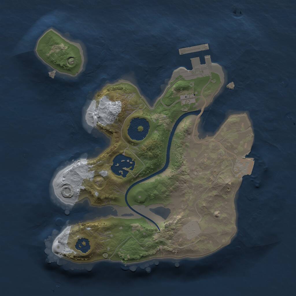 Rust Map: Procedural Map, Size: 2000, Seed: 5932, 3 Monuments