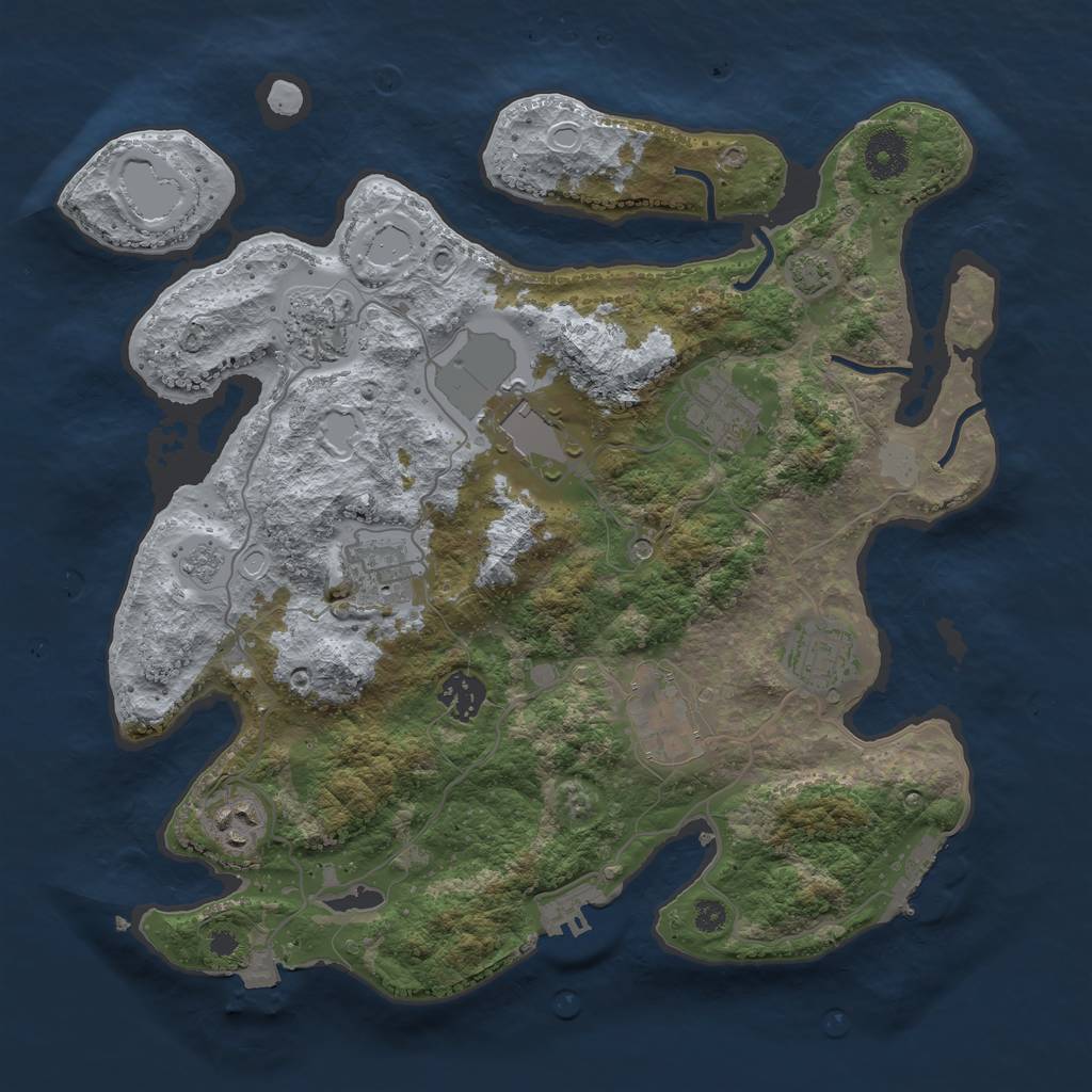 Rust Map: Procedural Map, Size: 3500, Seed: 478662543, 16 Monuments