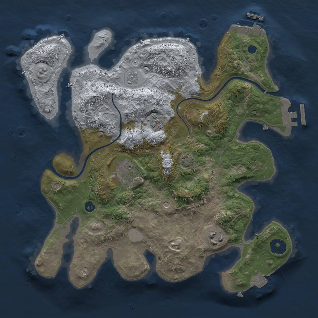 Rust Map: Procedural Map, Size: 3000, Seed: 37575, 9 Monuments