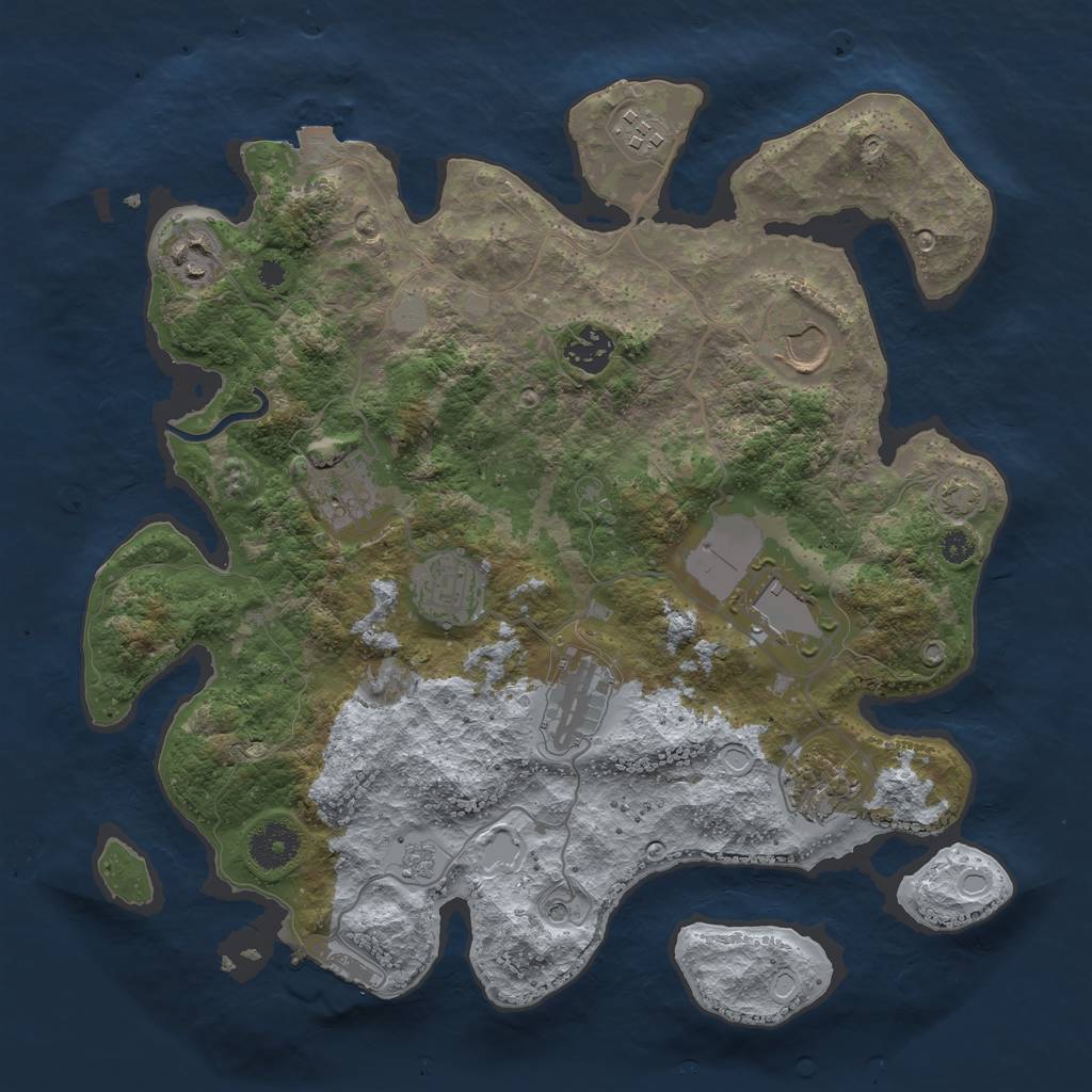 Rust Map: Procedural Map, Size: 3500, Seed: 307187628, 16 Monuments