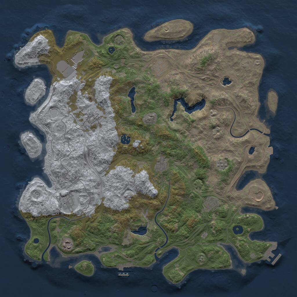 Rust Map: Procedural Map, Size: 4500, Seed: 1936968080, 16 Monuments
