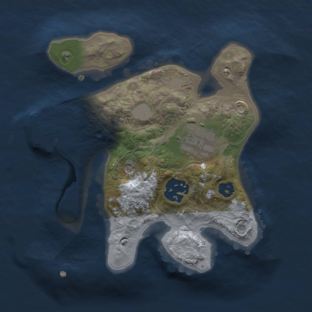 Rust Map: Procedural Map, Size: 2000, Seed: 987654321, 5 Monuments