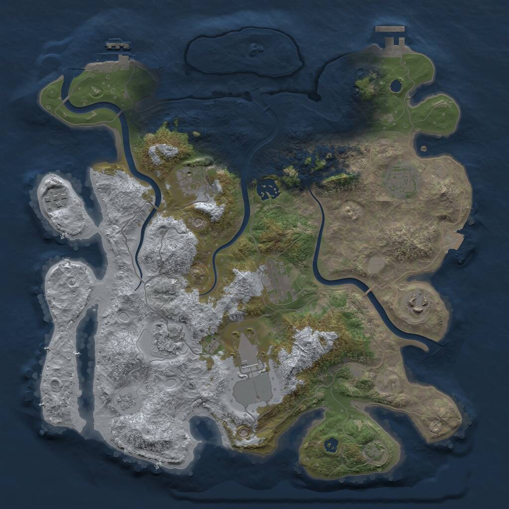 Rust Map: Procedural Map, Size: 3500, Seed: 451801467, 14 Monuments