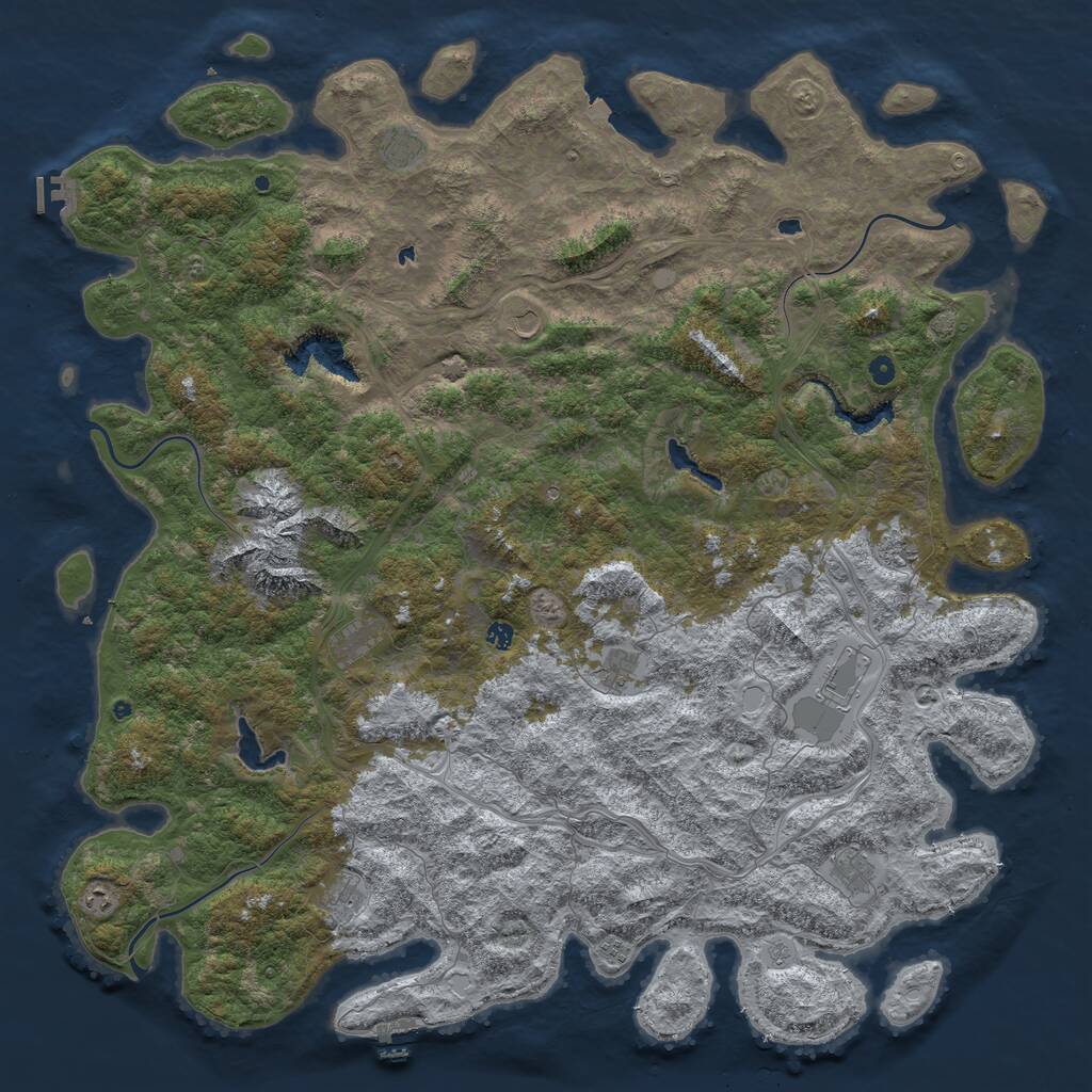 Rust Map: Procedural Map, Size: 6000, Seed: 4643436, 17 Monuments
