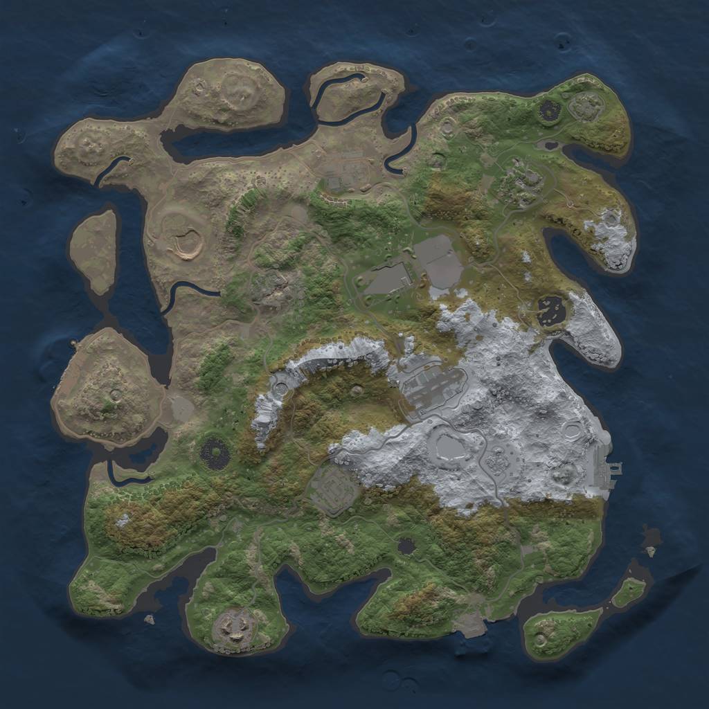 Rust Map: Procedural Map, Size: 3500, Seed: 445409038, 16 Monuments