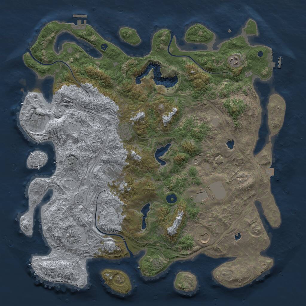 Rust Map: Procedural Map, Size: 4500, Seed: 778453551, 14 Monuments