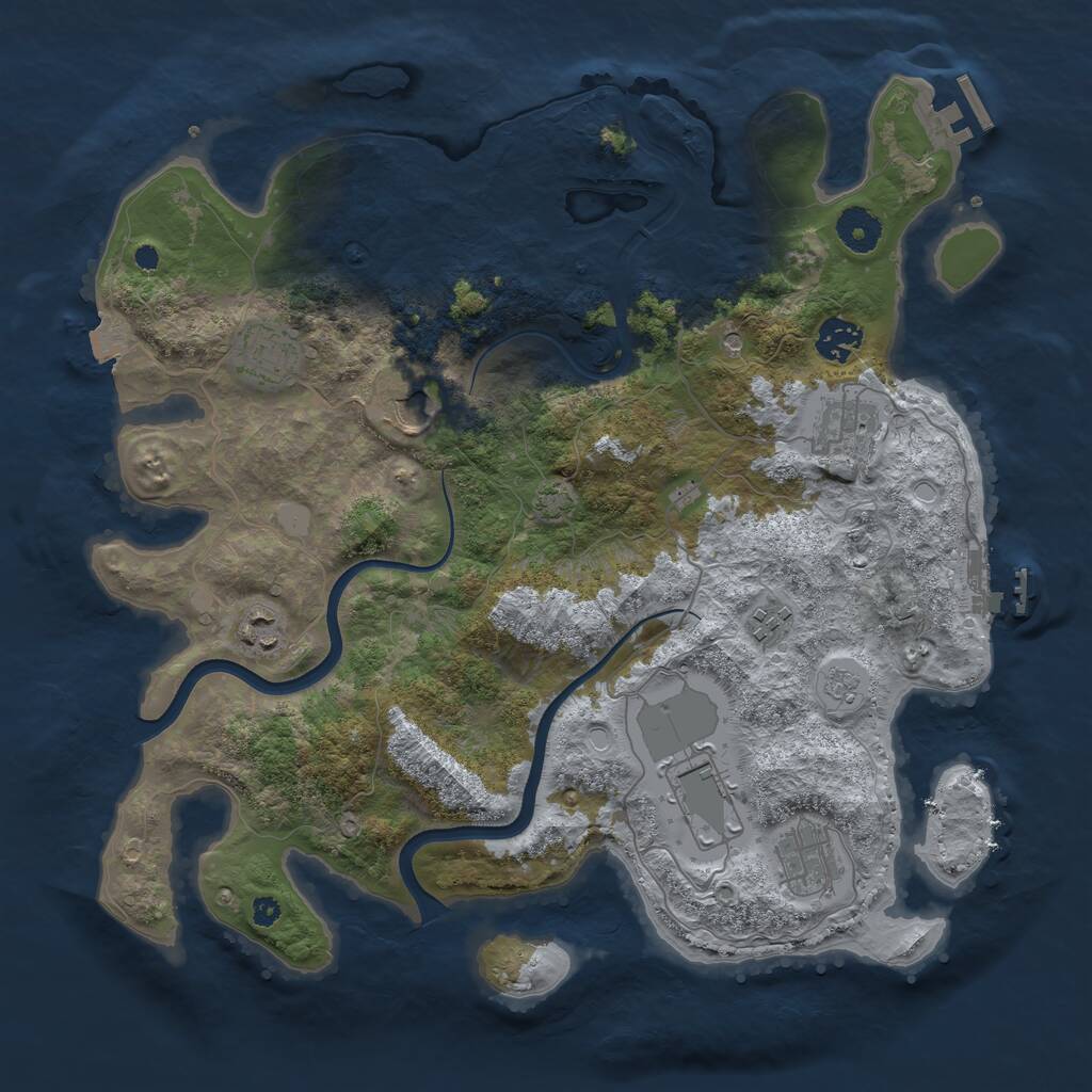 Rust Map: Procedural Map, Size: 3700, Seed: 566523409, 14 Monuments