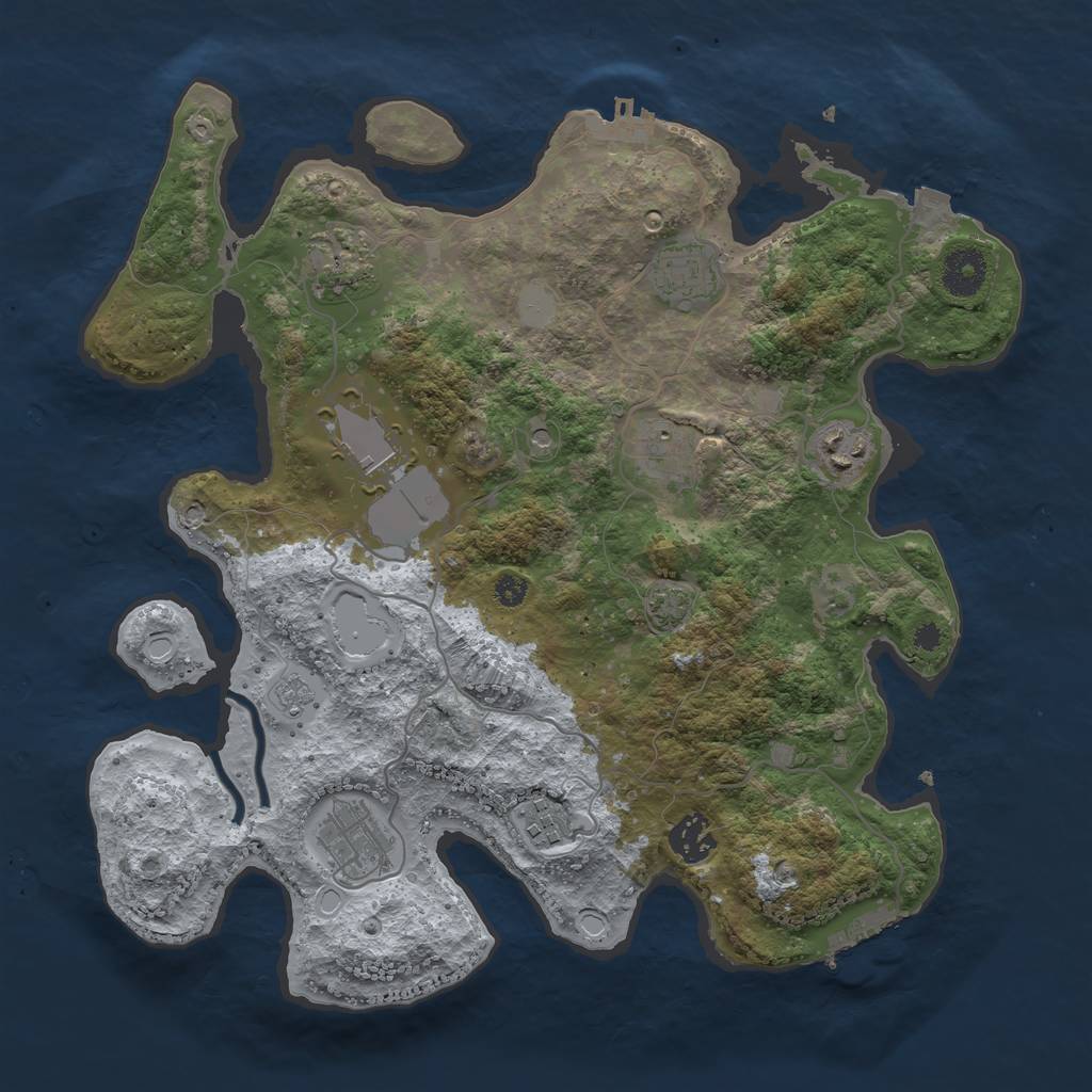 Rust Map: Procedural Map, Size: 3500, Seed: 1222554116, 16 Monuments