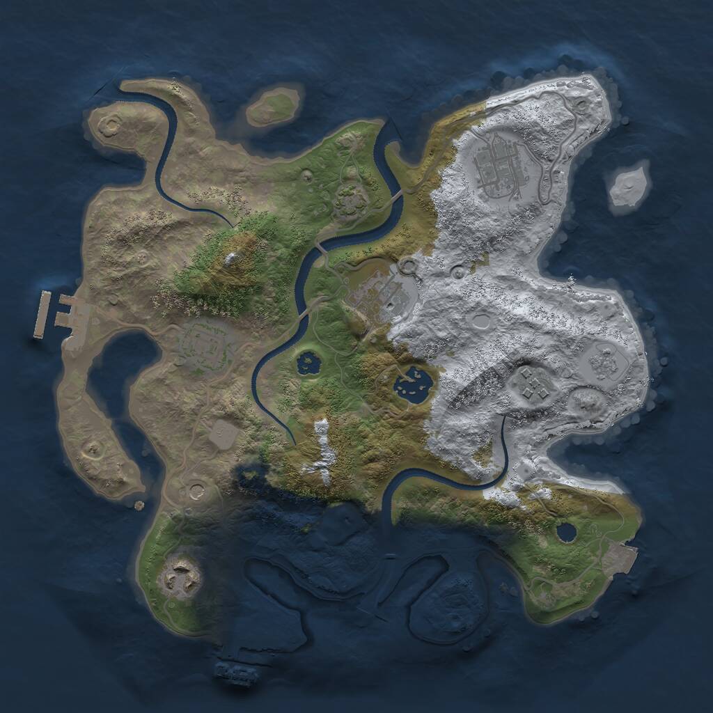 Rust Map: Procedural Map, Size: 3000, Seed: 18298390, 12 Monuments