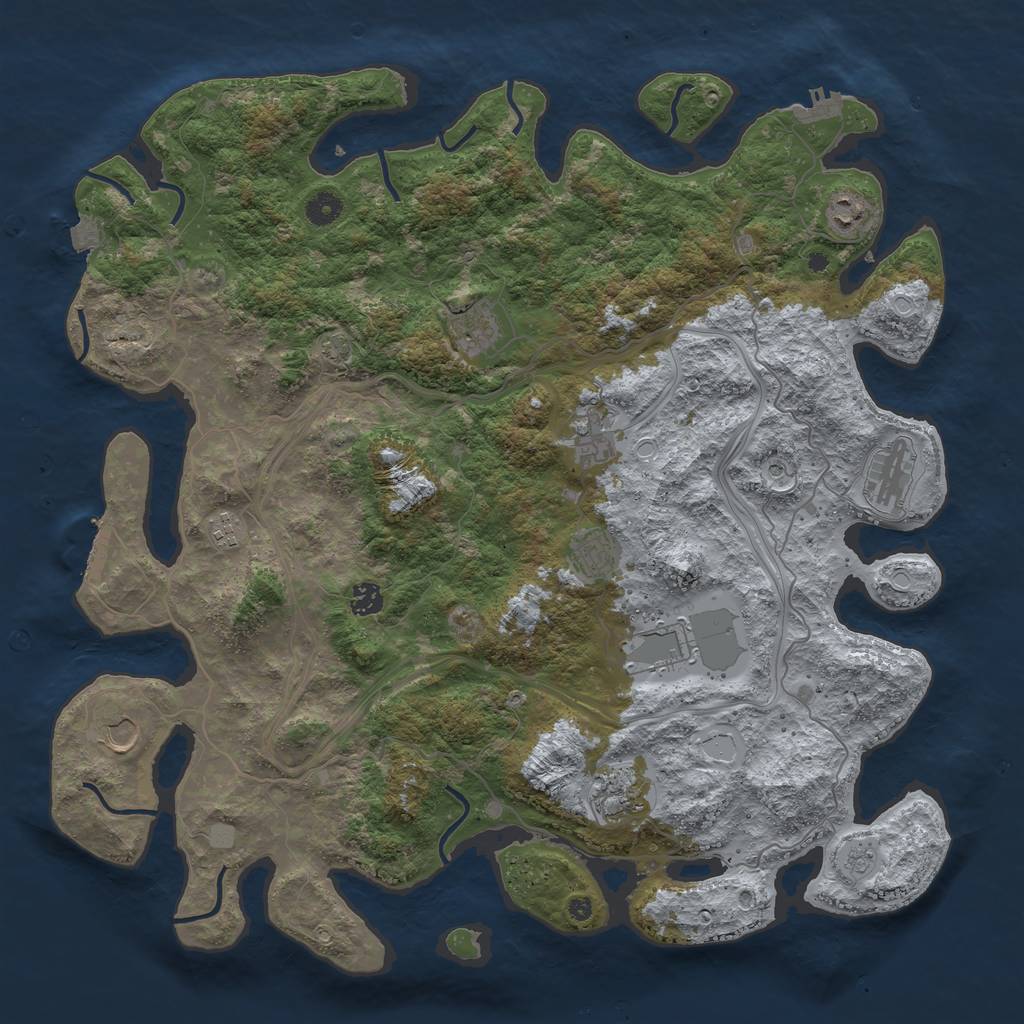 Rust Map: Procedural Map, Size: 4500, Seed: 1515041706, 18 Monuments
