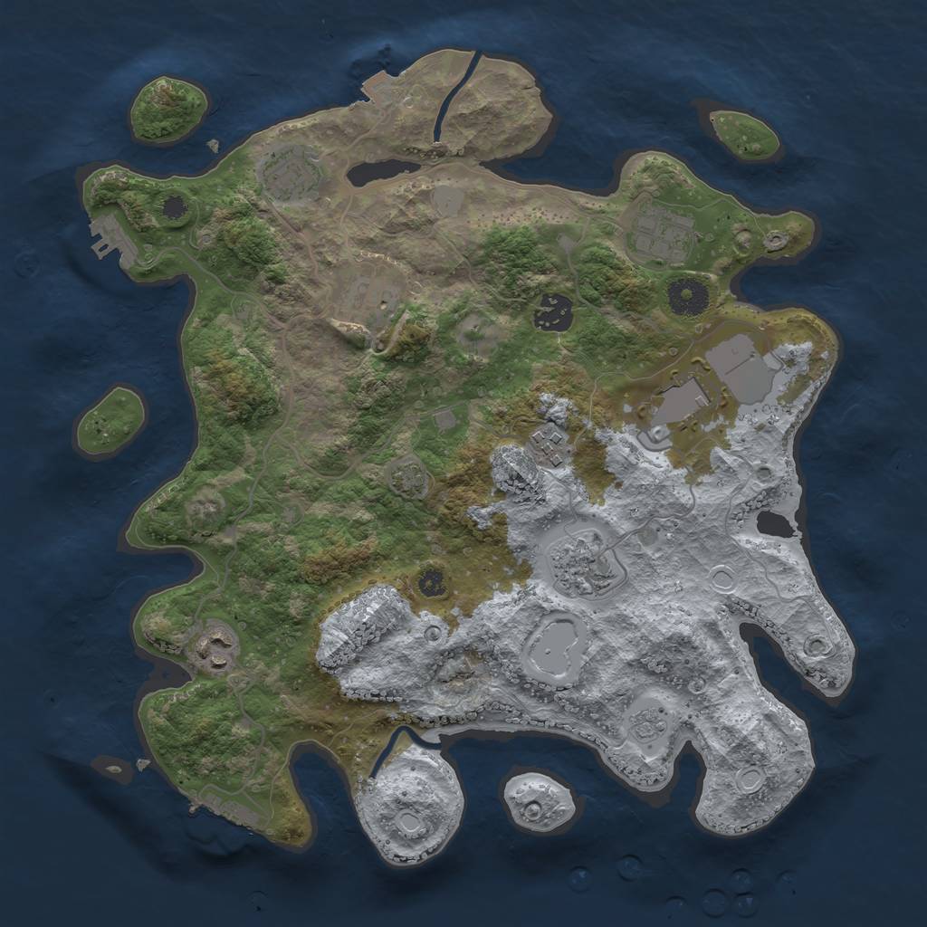 Rust Map: Procedural Map, Size: 3500, Seed: 802727794, 15 Monuments