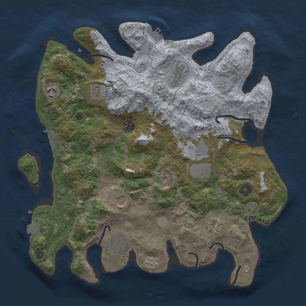 Rust Map: Procedural Map, Size: 3750, Seed: 64671125, 17 Monuments