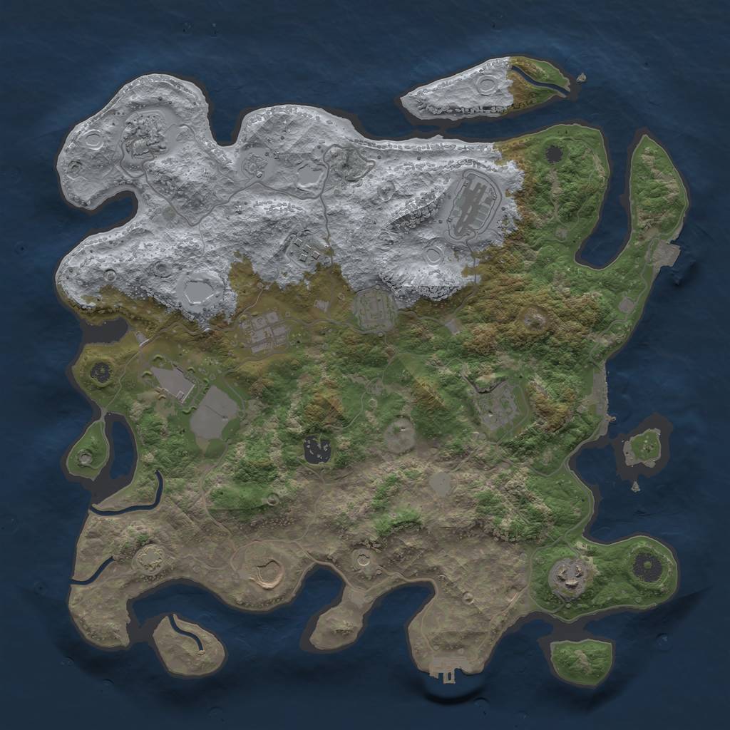 Rust Map: Procedural Map, Size: 3800, Seed: 37746304, 18 Monuments
