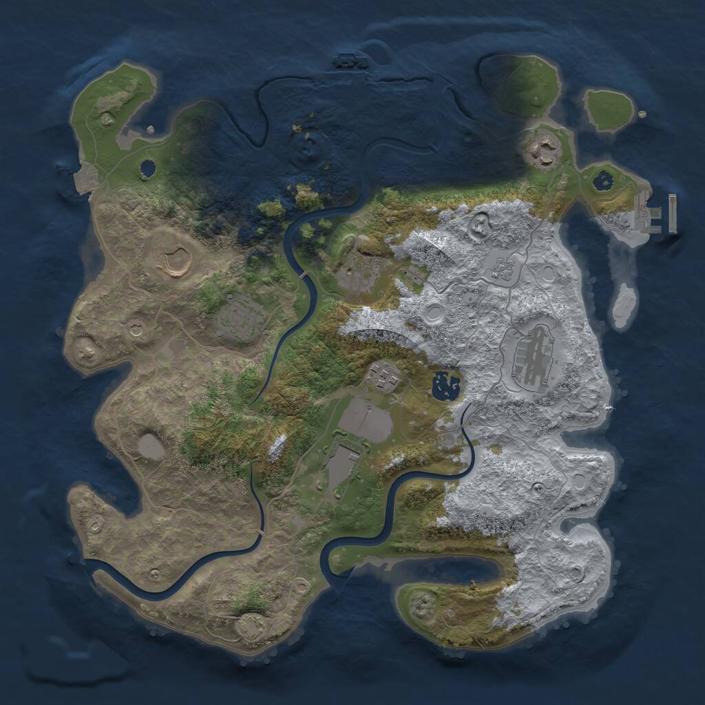 Rust Map: Procedural Map, Size: 3600, Seed: 345646, 14 Monuments