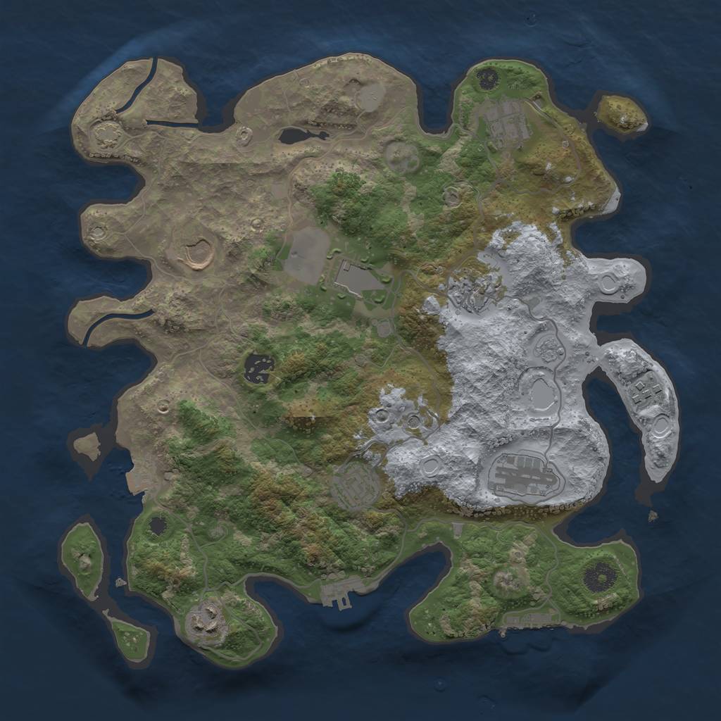 Rust Map: Procedural Map, Size: 3500, Seed: 677986180, 17 Monuments