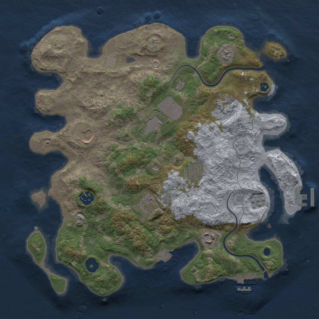 Rust Map: Procedural Map, Size: 3500, Seed: 677986180, 14 Monuments