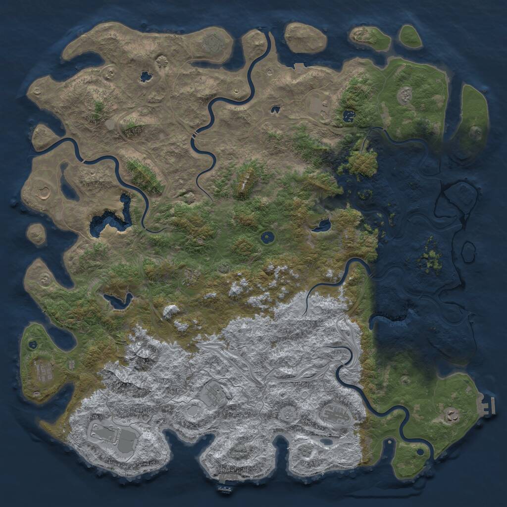 Rust Map: Procedural Map, Size: 6000, Seed: 243734783, 17 Monuments