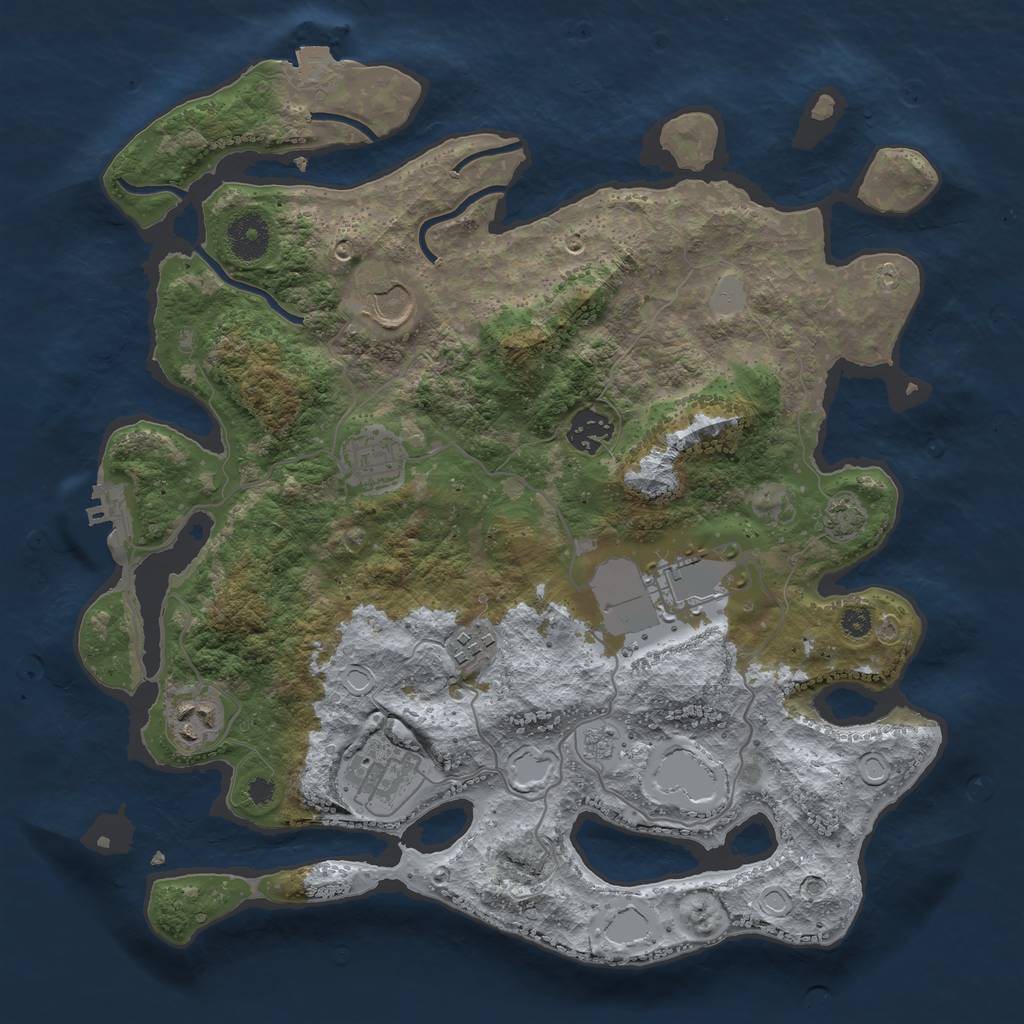 Rust Map: Procedural Map, Size: 3500, Seed: 231938005, 13 Monuments