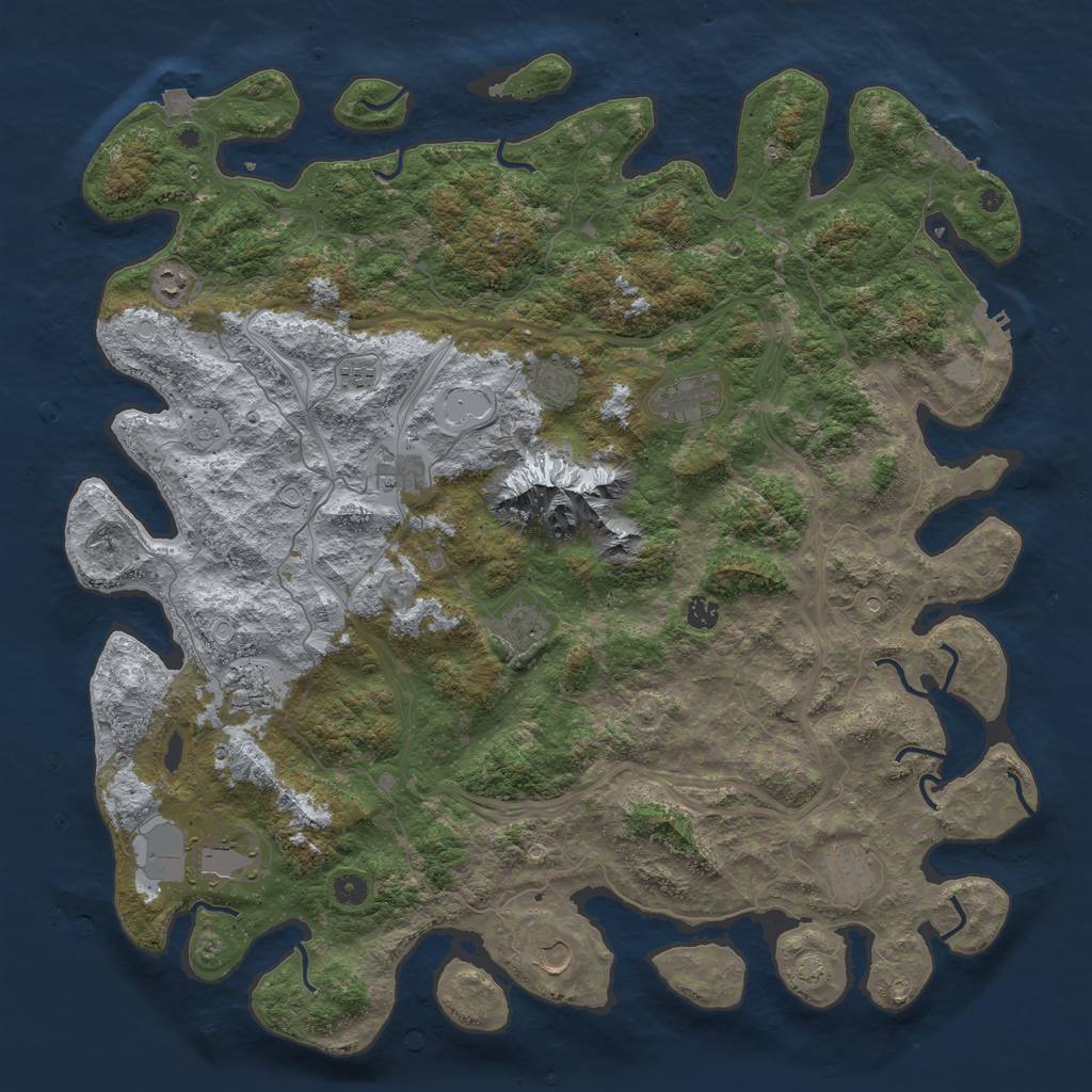 Rust Map: Procedural Map, Size: 5000, Seed: 824748243, 19 Monuments