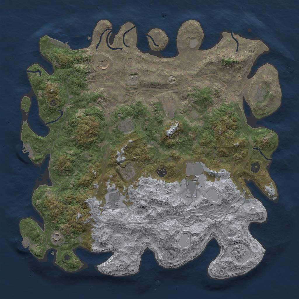 Rust Map: Procedural Map, Size: 4500, Seed: 1974028636, 19 Monuments