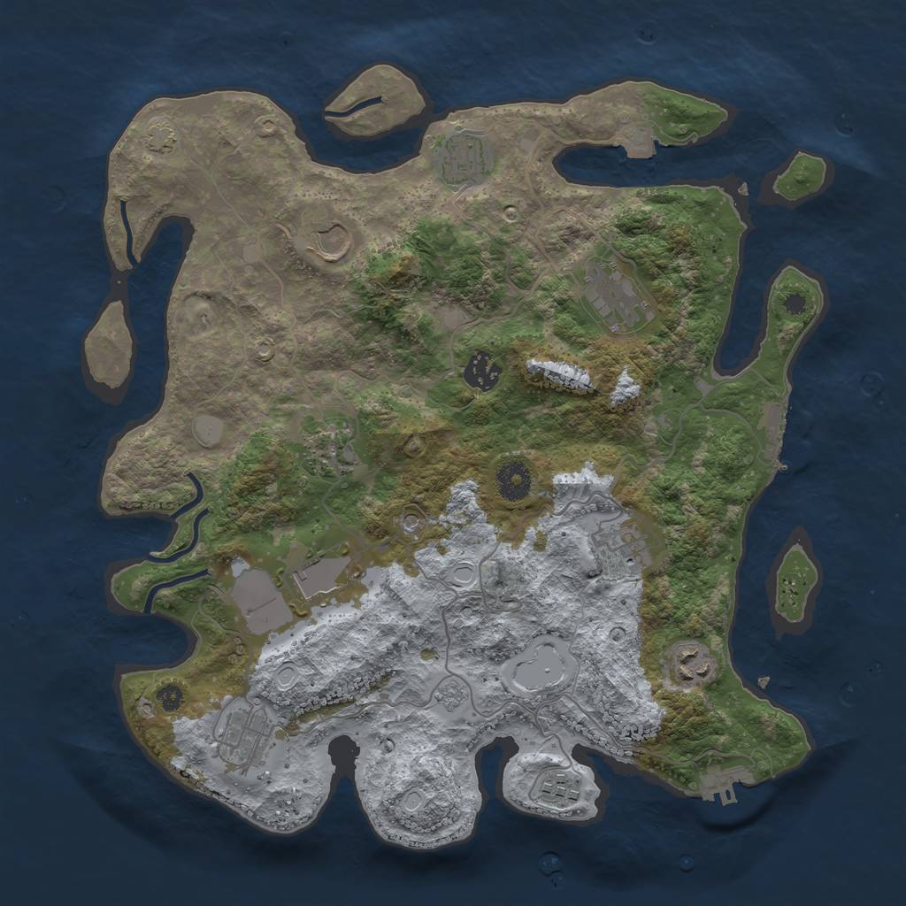 Rust Map: Procedural Map, Size: 3650, Seed: 36806234, 18 Monuments