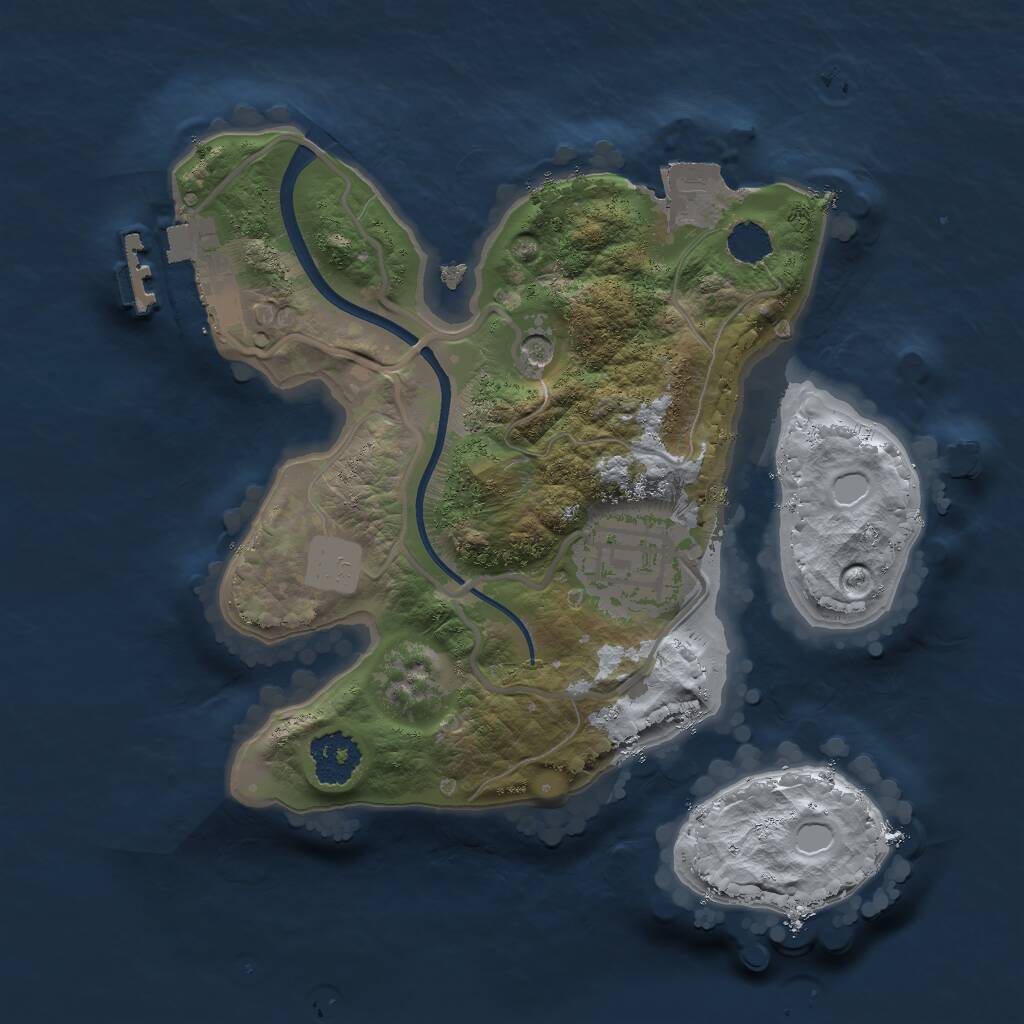 Rust Map: Procedural Map, Size: 2000, Seed: 50636676, 4 Monuments