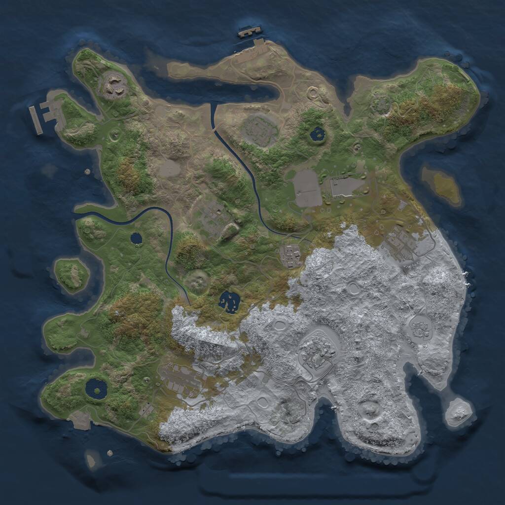 Rust Map: Procedural Map, Size: 3500, Seed: 1625177081, 14 Monuments