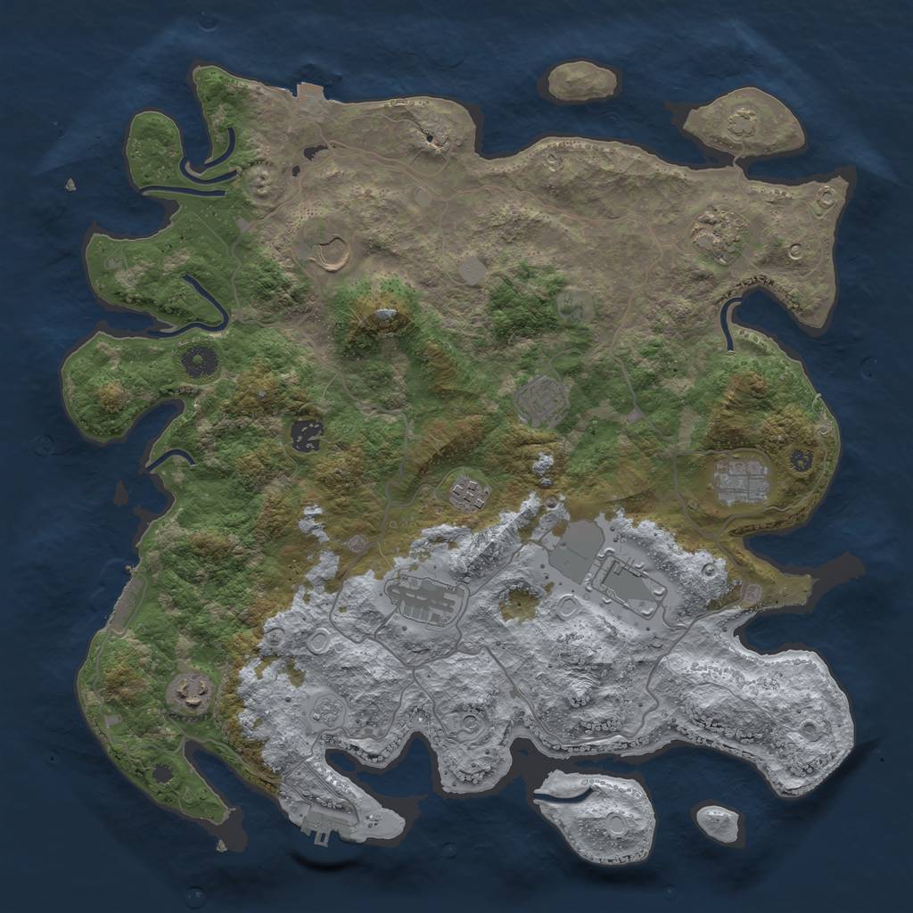 Rust Map: Procedural Map, Size: 4000, Seed: 901452262, 17 Monuments