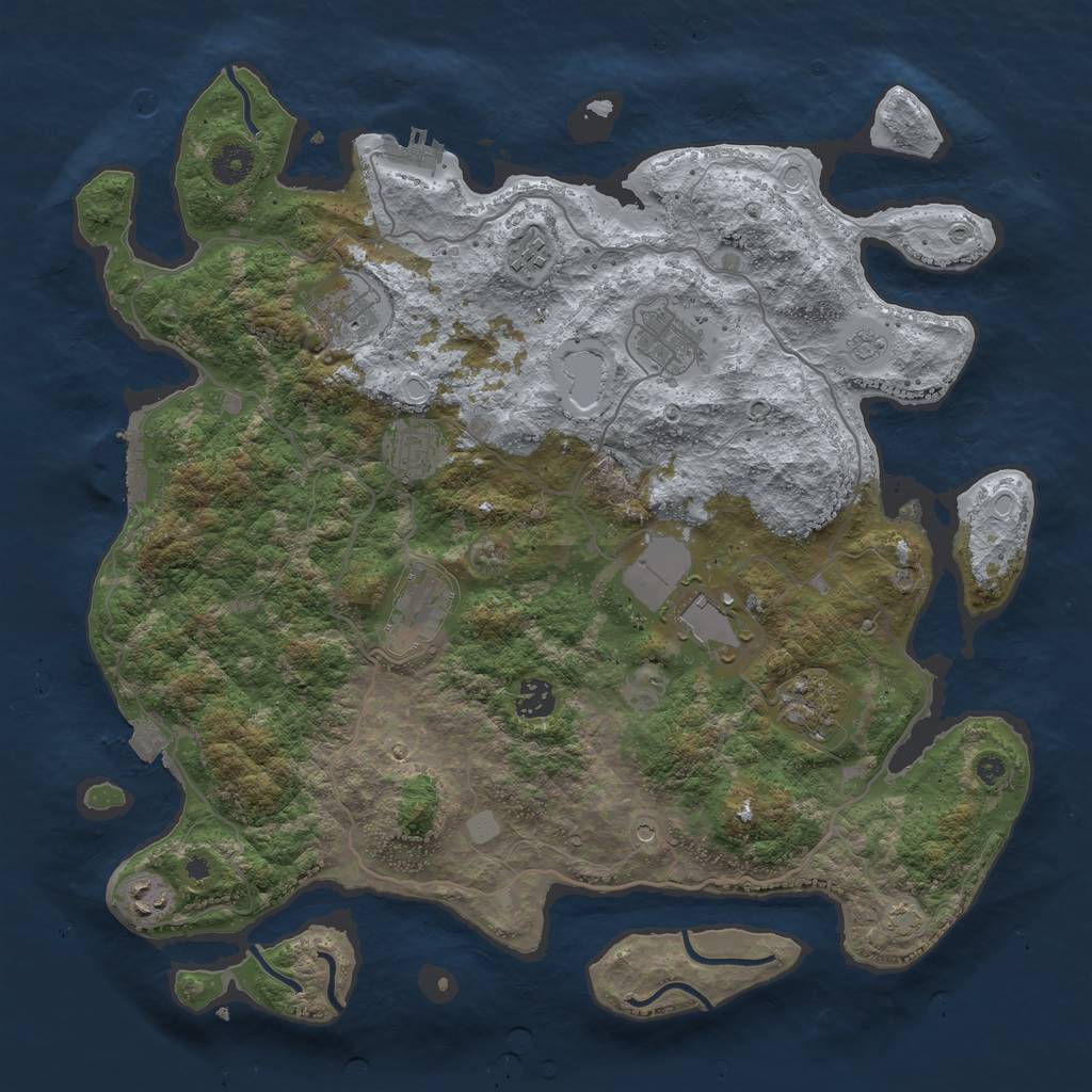 Rust Map: Procedural Map, Size: 4000, Seed: 356353310, 17 Monuments