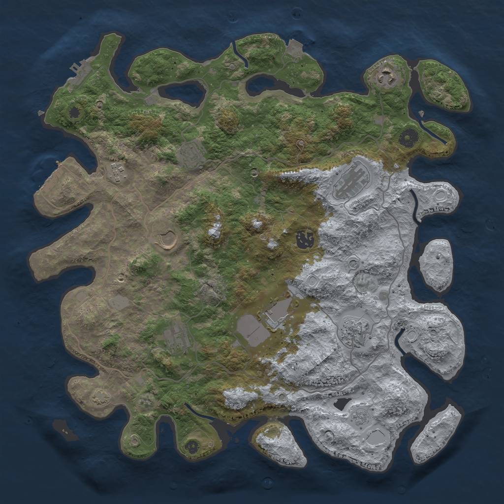 Rust Map: Procedural Map, Size: 4000, Seed: 1458910848, 17 Monuments