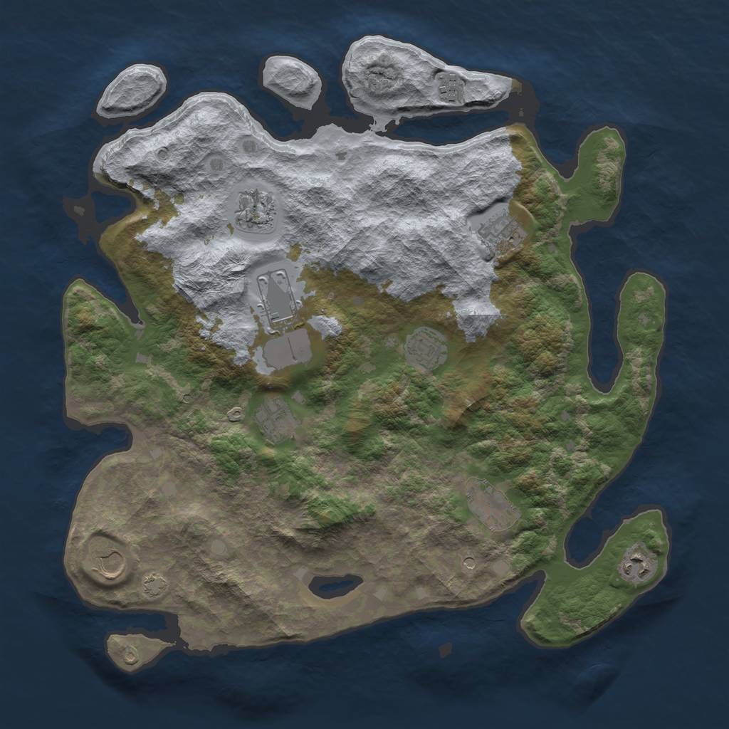 Rust Map: Barren, Size: 4000, Seed: 11, 13 Monuments