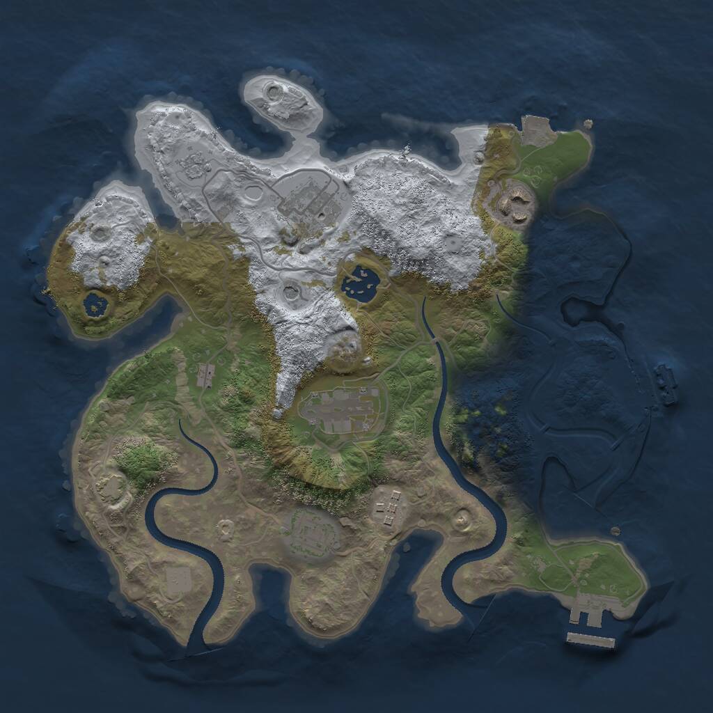 Rust Map: Procedural Map, Size: 3000, Seed: 1377955320, 12 Monuments
