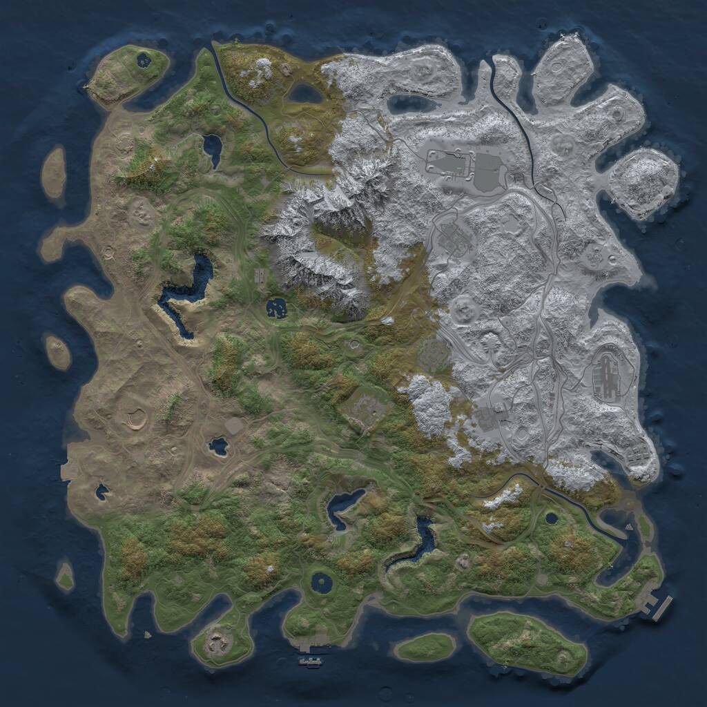 Rust Map: Procedural Map, Size: 5000, Seed: 1011662939, 16 Monuments