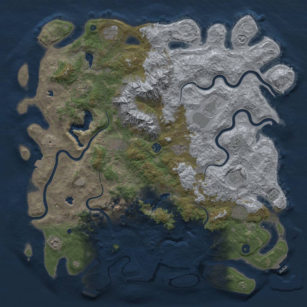Rust Map: Procedural Map, Size: 5000, Seed: 1011662939, 17 Monuments