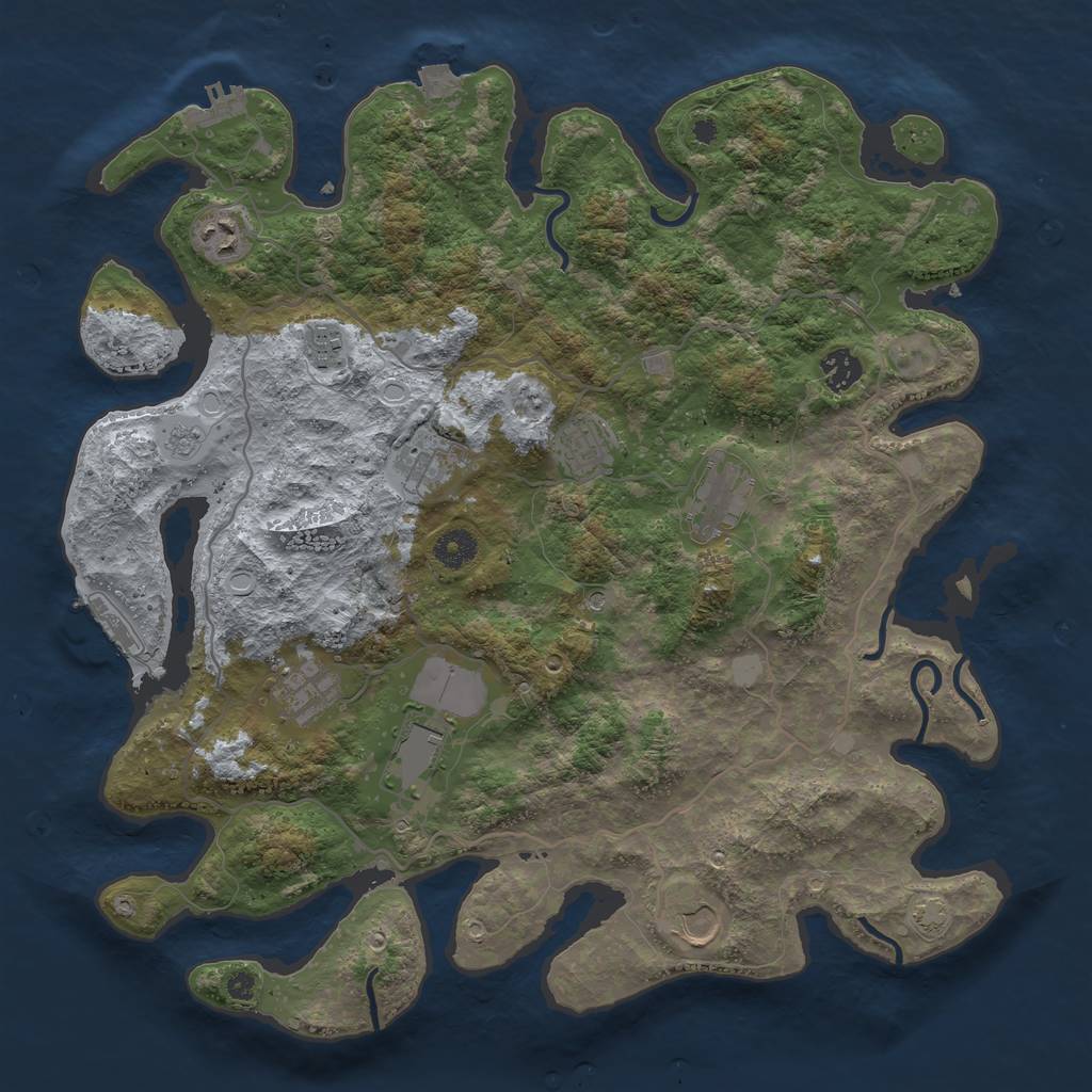 Rust Map: Procedural Map, Size: 4000, Seed: 1474689992, 17 Monuments