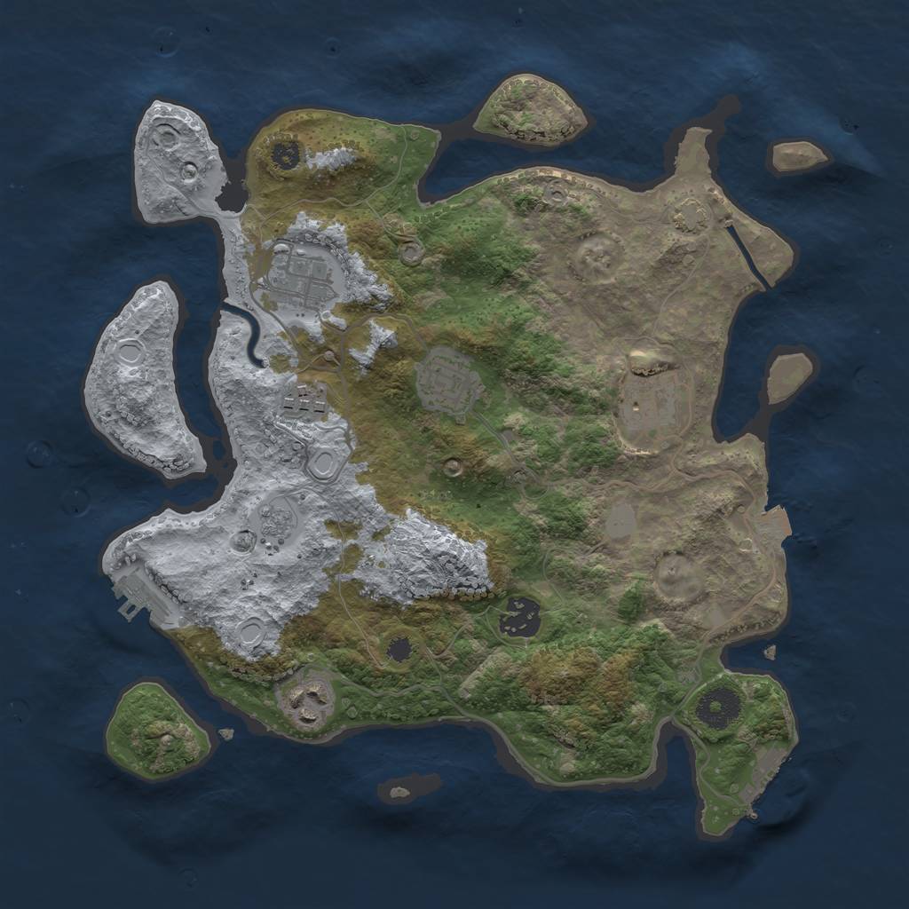 Rust Map: Procedural Map, Size: 3250, Seed: 295120568, 13 Monuments