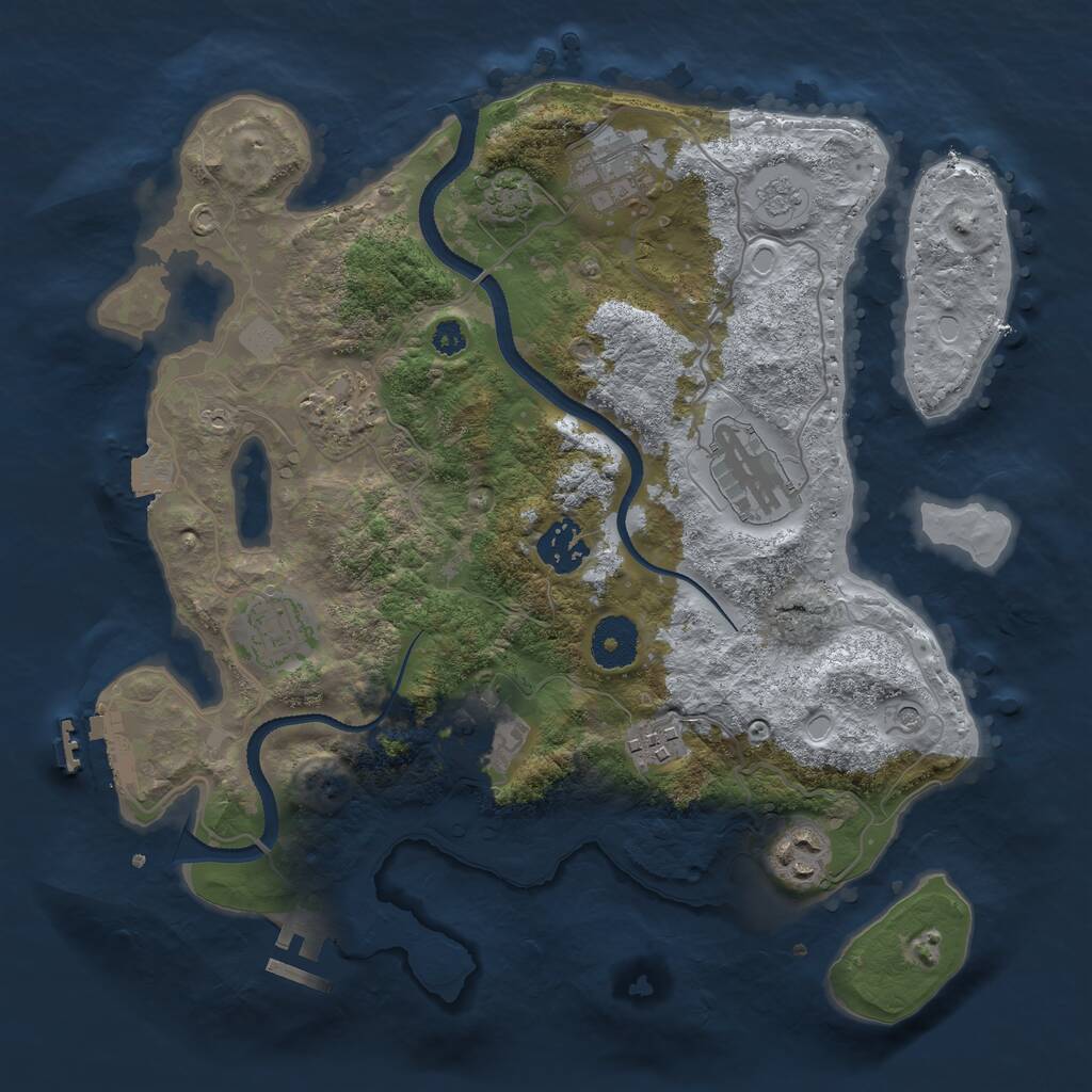 Rust Map: Procedural Map, Size: 3250, Seed: 386804668, 14 Monuments