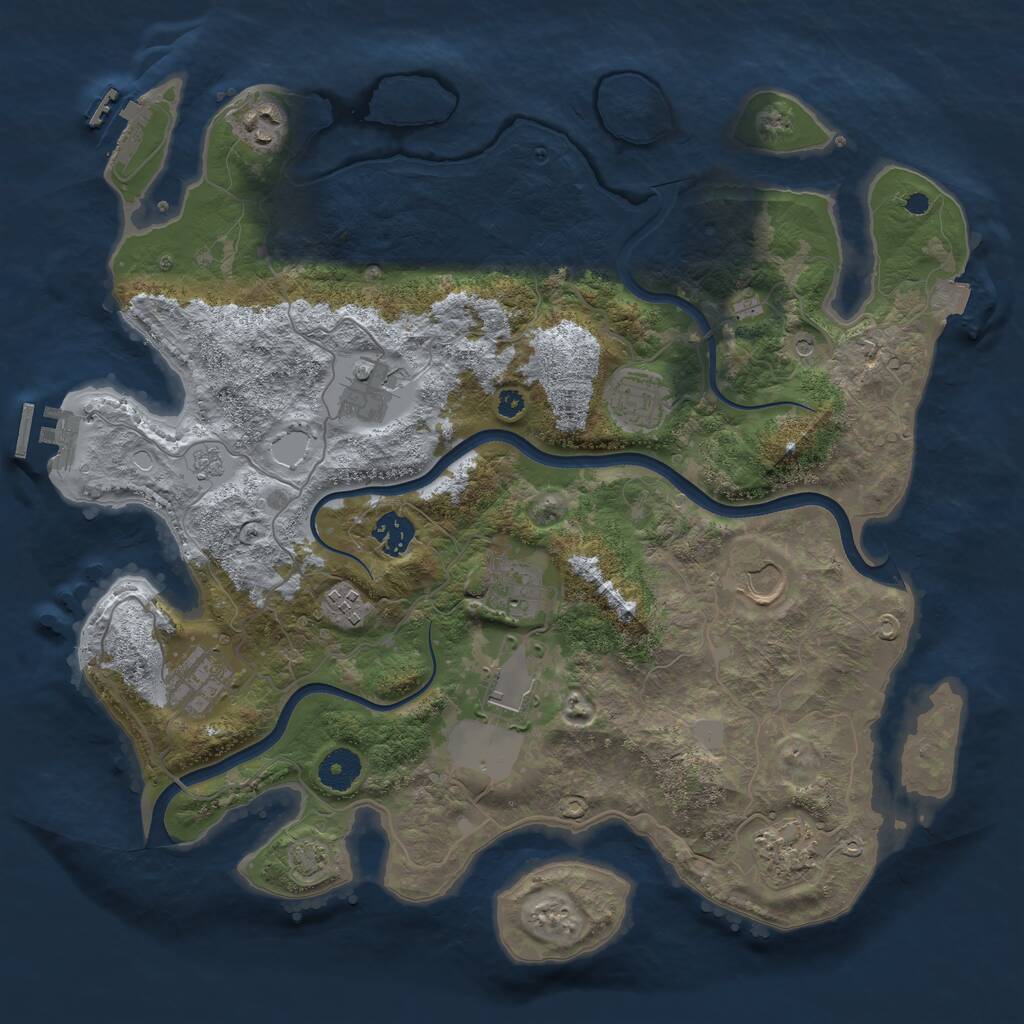 Rust Map: Procedural Map, Size: 3750, Seed: 12448, 16 Monuments