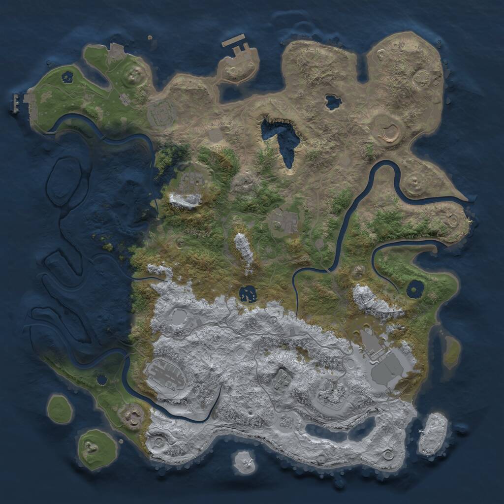 Rust Map: Procedural Map, Size: 4200, Seed: 5351960, 16 Monuments