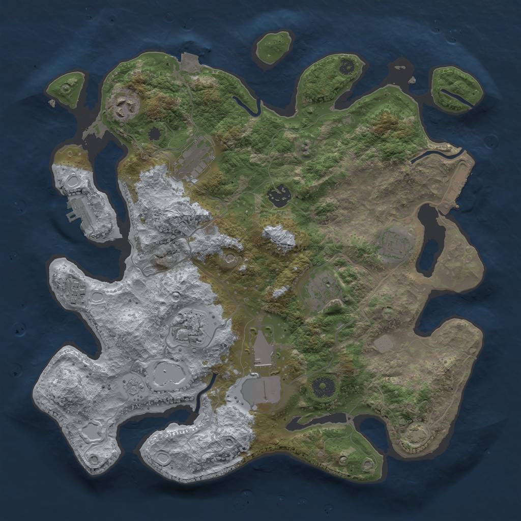 Rust Map: Procedural Map, Size: 3500, Seed: 1791965080, 16 Monuments