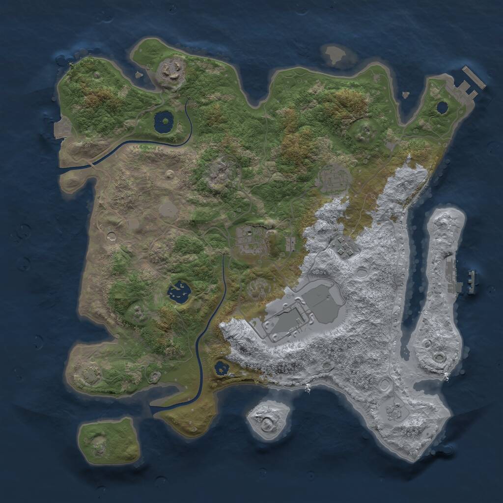 Rust Map: Procedural Map, Size: 3500, Seed: 1549818651, 12 Monuments
