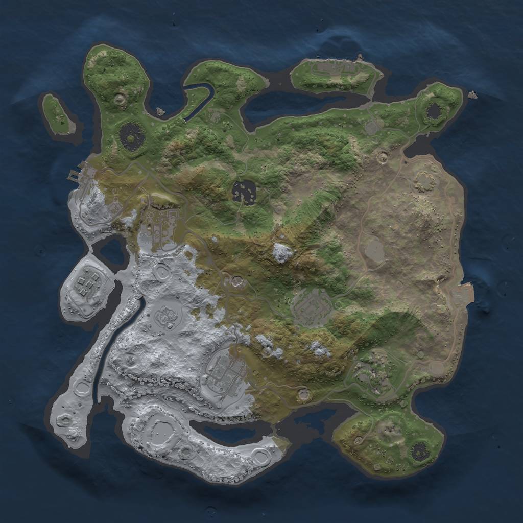 Rust Map: Procedural Map, Size: 3000, Seed: 49000, 14 Monuments