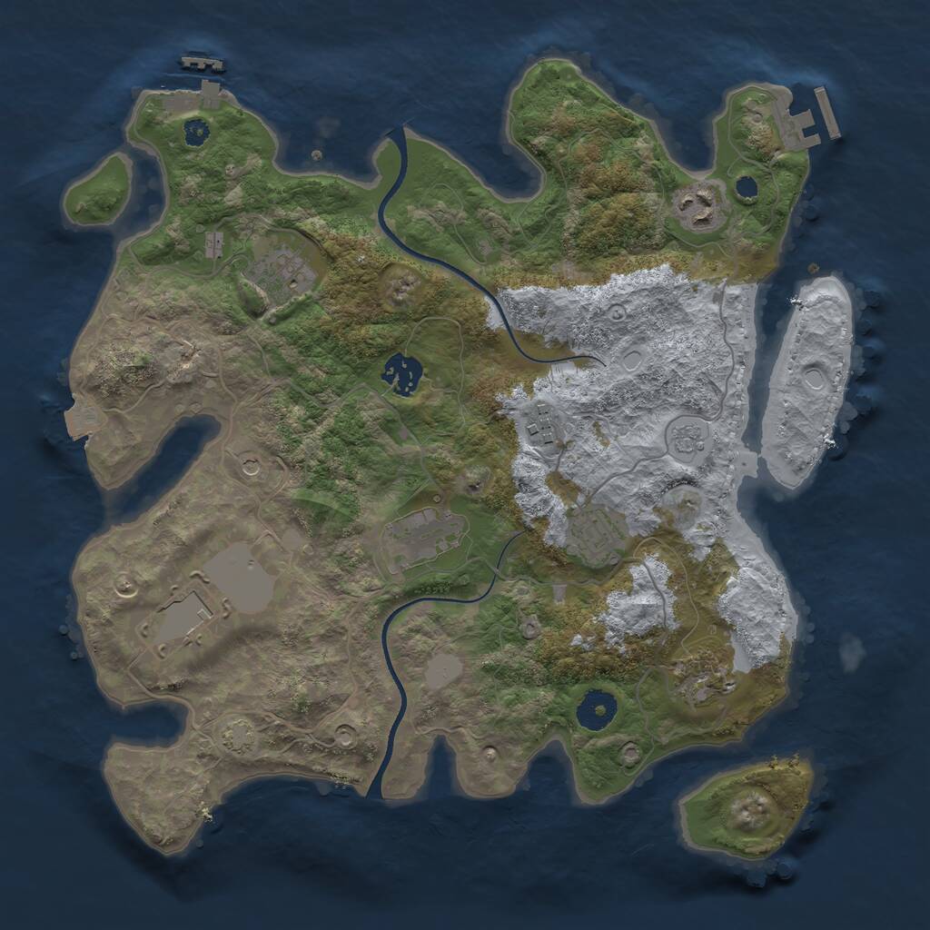 Rust Map: Procedural Map, Size: 3500, Seed: 10338389, 14 Monuments