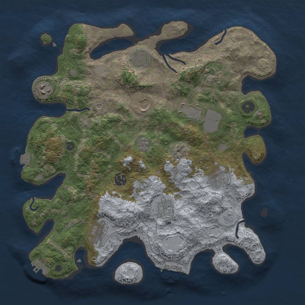 Rust Map: Procedural Map, Size: 3700, Seed: 6441937, 18 Monuments