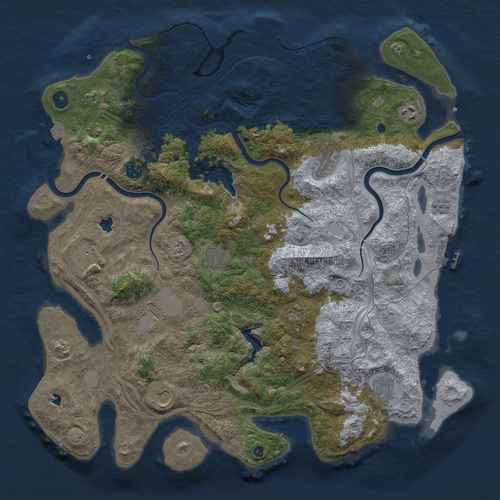 Rust Map: Procedural Map, Size: 4500, Seed: 2340570, 16 Monuments