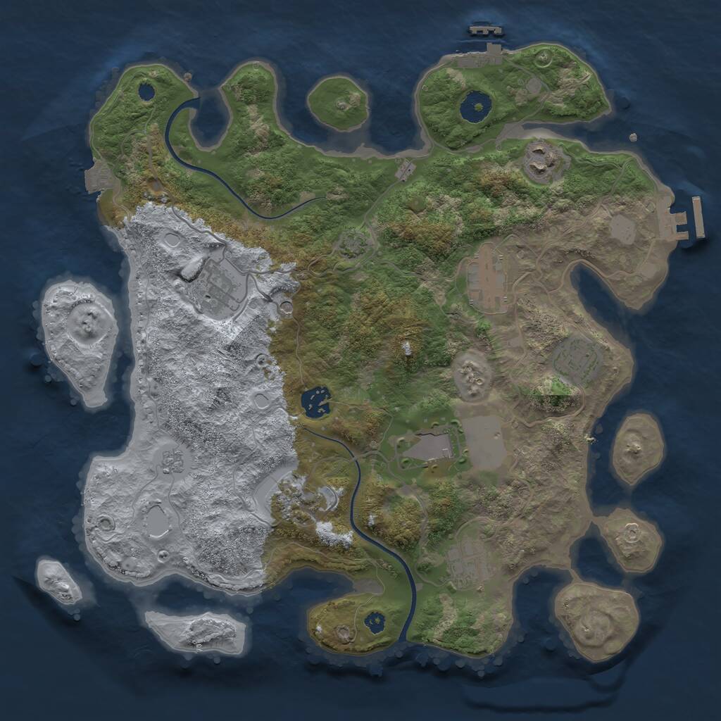 Rust Map: Procedural Map, Size: 3500, Seed: 1836258631, 14 Monuments
