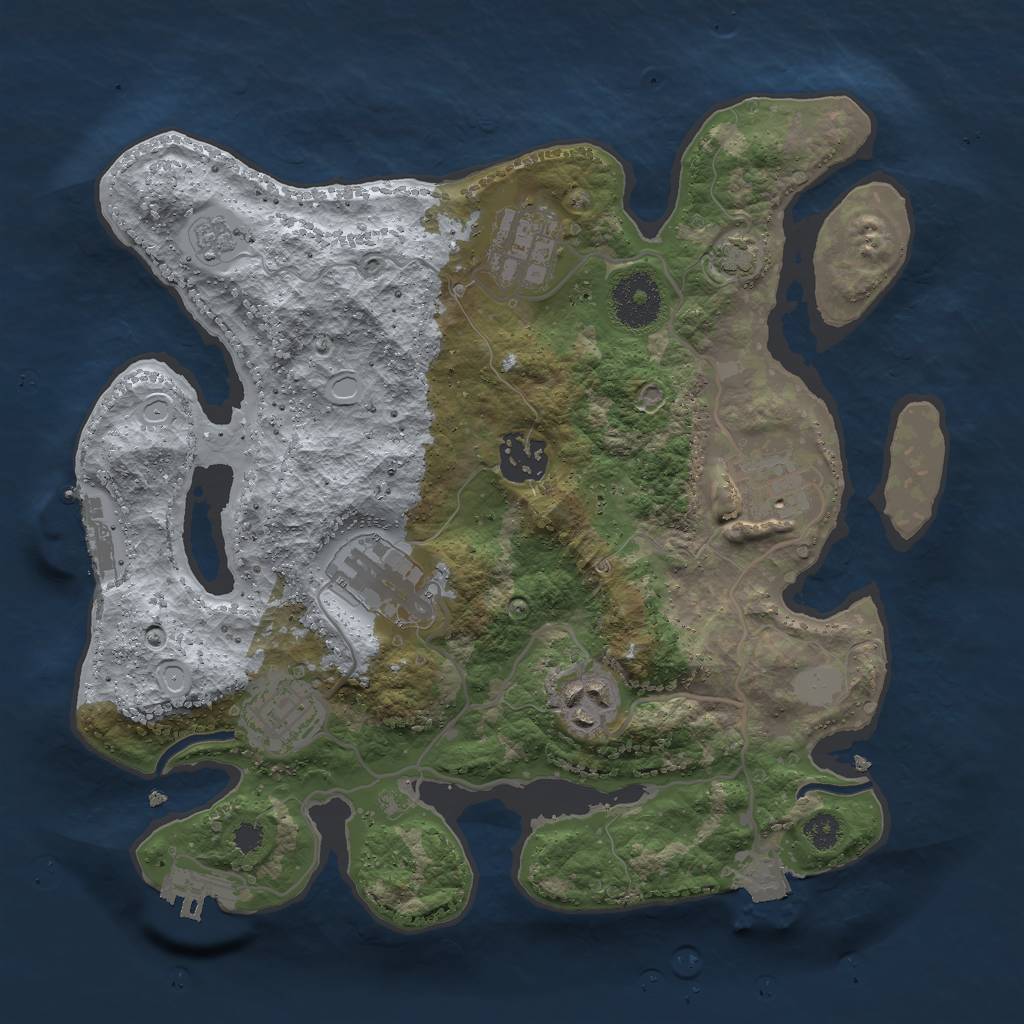 Rust Map: Procedural Map, Size: 3000, Seed: 2091790038, 13 Monuments
