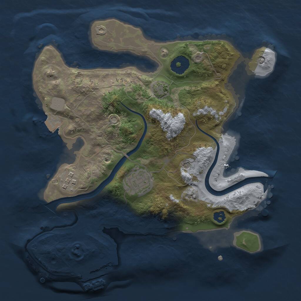 Rust Map: Procedural Map, Size: 2500, Seed: 102020, 6 Monuments